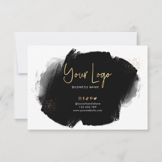 Black & Gold Custom Logo Business - Hartelijk dank Bedankkaart (Achterkant)