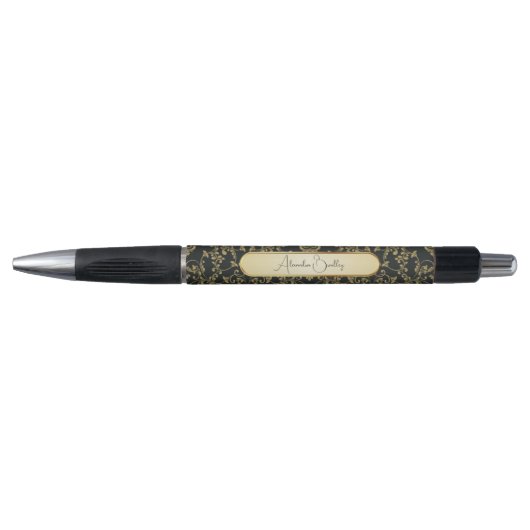 Black Gold Custom Name Dark Academia Pen (Voorkant)