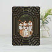 Black Gold Custom Photo Family kerstKaart (Staand voorkant)