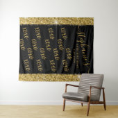 Black Gold Custom Photobooth Selfie Photo Backdrop Wandkleed (In Situ (horizontaal))