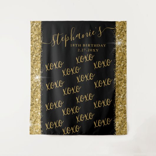 Black Gold Custom Photobooth Selfie Photo Backdrop Wandkleed (Voorkant)