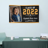 Black Gold Custom School Logo Foto Afstuderen Spandoek (Beurs)