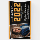 Black Gold Custom School Logo Foto Afstuderen Spandoek (Verticaal)