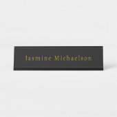 Black & Gold Cute Minimalist Own Name Bureau Naambordje (Voorkant)