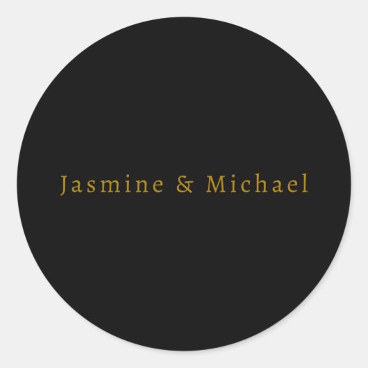Black & Gold Cute Minimalist Own Name Ronde Sticker (Voorkant)