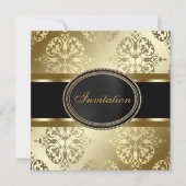 Black Gold Damask All Occasion Party Sjabloon Kaart (Voorkant)