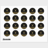 Black & Gold Damask, Chinees dubbel geluk Ronde Sticker (Vel)