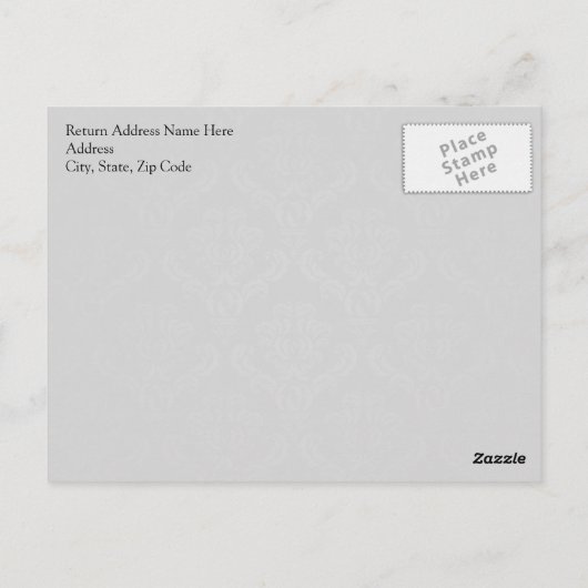 Black/Gold Damask Fleur de Lis Briefkaart (Achterkant)