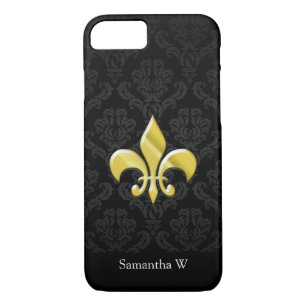 Black/Gold Damask Fleur de Lis Case-Mate iPhone Case