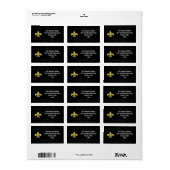 Black/Gold Damask Fleur de Lis Etiket (Full Sheet)