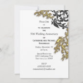 Black Gold Damask Fleur de Lis Jubileum Kaart (Achterkant)