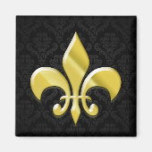 Black/Gold Damask Fleur de Lis Magneet (Voorkant)