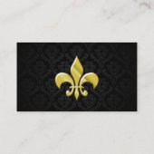 Black/Gold Damask Fleur de Lis Visitekaartje (Achterkant)