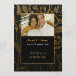 Black & Gold Damask foto-uitnodiging Kaart