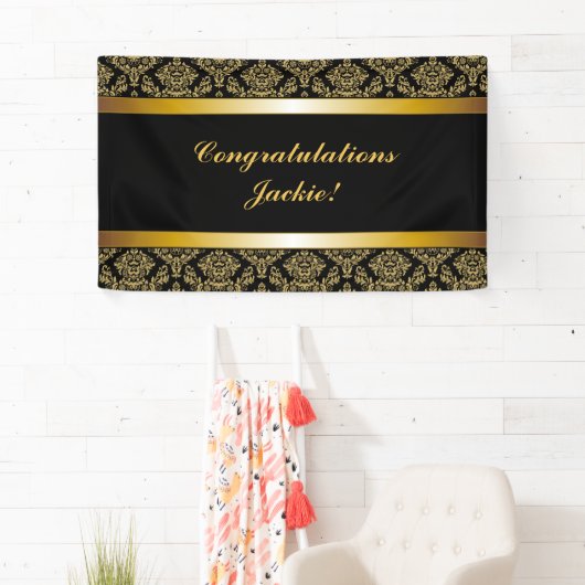 Black Gold Damask Gefeliciteerd banner (Insitu)