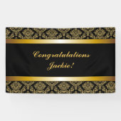 Black Gold Damask Gefeliciteerd banner (Horizontaal)