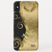 Black Gold Damask Gold Swirls Case-Mate iPhone Case (Achterkant)