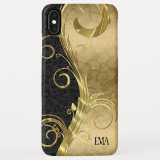 Black Gold Damask Gold Swirls Case-Mate iPhone Case