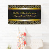 Black Gold Damask Happy Jubileum Banner