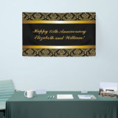 Black Gold Damask Happy Jubileum Banner