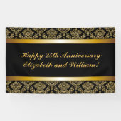 Black Gold Damask Happy Jubileum Banner (Horizontaal)