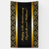 Black Gold Damask Happy Jubileum Banner