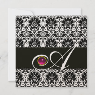 BLACK GOLD DAMASK MONOGRAM Pink Fuchsia Amethyst Kaart