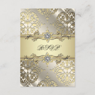 Black Gold Damask Party RSVP