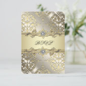 Black Gold Damask Party RSVP (Staand voorkant)