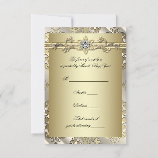 Black Gold Damask Party RSVP (Achterkant)