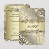 Black Gold Damask Party RSVP (Voorkant / Achterkant)
