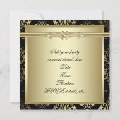 Black Gold Damask Party Uitnodigingen (Achterkant)