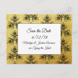 Black Gold Damask Wedding Save the Date Briefkaart