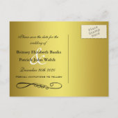 Black Gold Damask Wedding Save the Date Briefkaart (Achterkant)