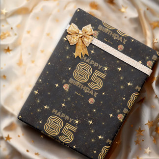 Black Gold Dancing Disco Ball 85th Happy Birthday Cadeaupapier