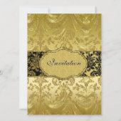 Black & Gold Danmaskers Vrijgezellenfeest Invite Kaart (Achterkant)