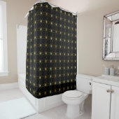 Black Gold Deco Abstract Geometric Pattern Luxe Douchegordijn (In situ)