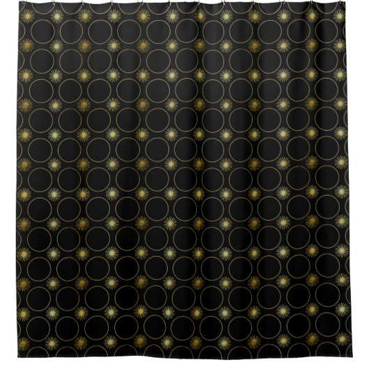 Black Gold Deco Abstract Geometric Pattern Luxe Douchegordijn (Voorkant)