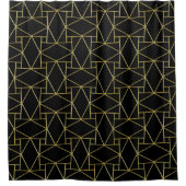Black Gold Deco Abstract Geometric Pattern Luxe Douchegordijn (Voorkant)
