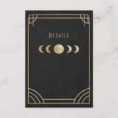 Black & gold deco wedding details card informatiekaartje (Voorkant)