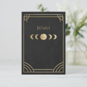 Black & gold deco wedding details card informatiekaartje (Staand voorkant)