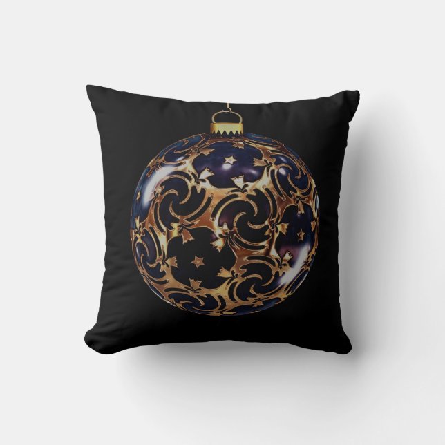 Black Gold Decorative Glitter Ball Merry kerst Kussen (Voorkant)
