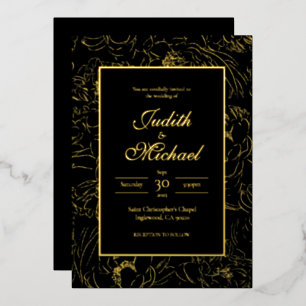 Black Gold Deluxe Evening Wedding Folie Uitnodigin Folie Uitnodiging