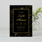 Black Gold Deluxe Evening Wedding Folie Uitnodigin Folie Uitnodiging (Staand Voorkant)