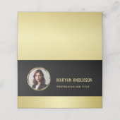 Black & gold design, Logo or Photo in gold circle, Afsprakenkaart (Buitenkant ongevouwen)