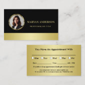 Black & gold design, Logo or Photo in gold circle, Afsprakenkaartje (Voorkant / Achterkant)