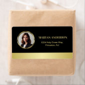 Black & gold design, Logo or Photo in gold circle, Etiket (Insitu)