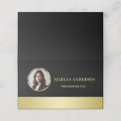 Black & gold design, Logo or Photo in gold circle, Klantenkaartje (Buitenkant ongevouwen)