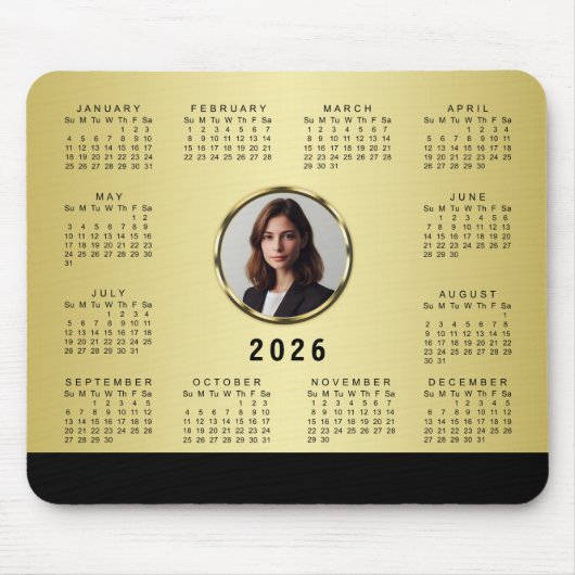 Black & gold design, Logo or Photo in gold circle, Muismat (Voorkant)