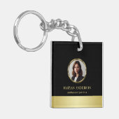 Black & gold design, Logo or Photo in gold circle, Sleutelhanger (Voorkant Links)